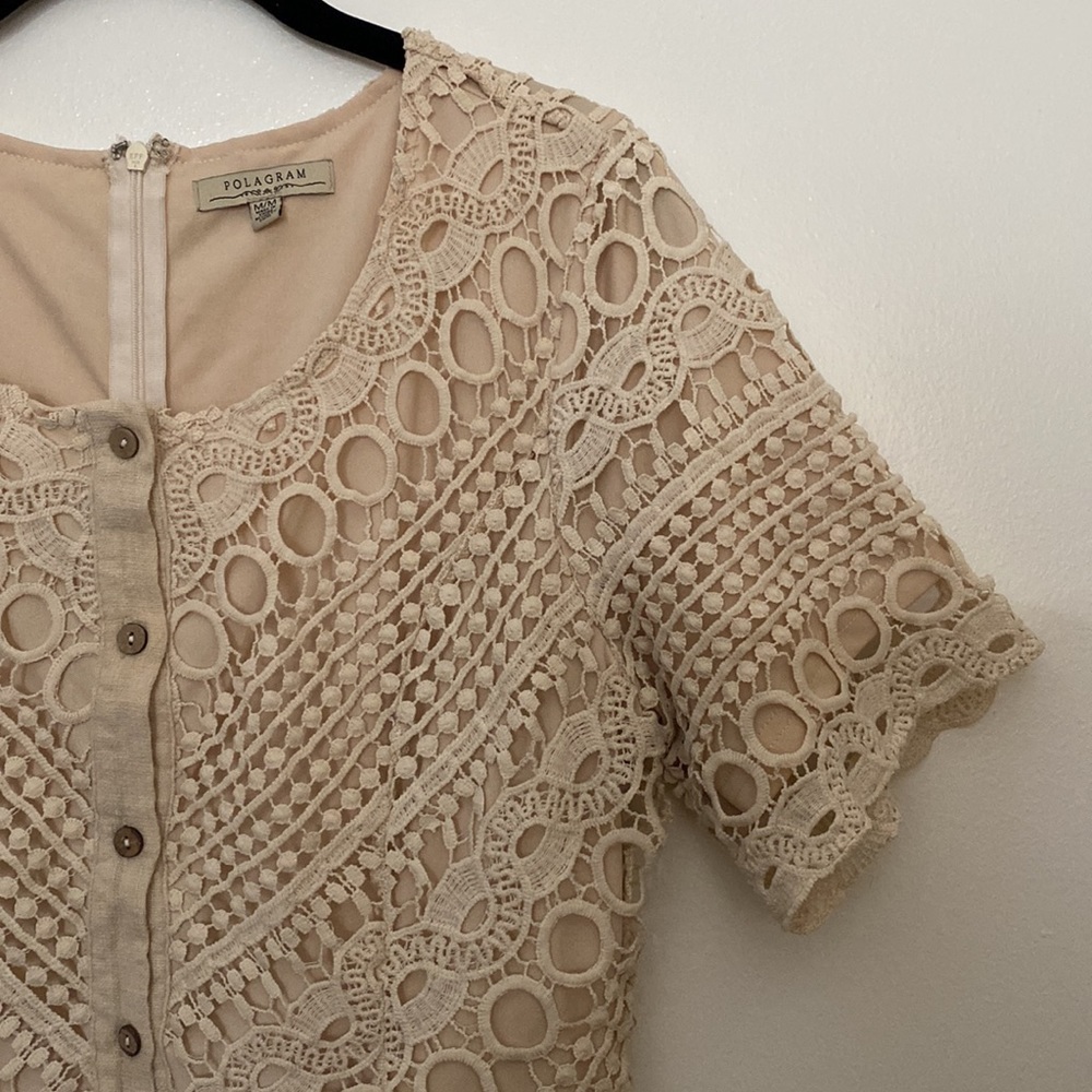 Polagram Crochet Cream Lace Midi Dress M - Picture 9 of 16